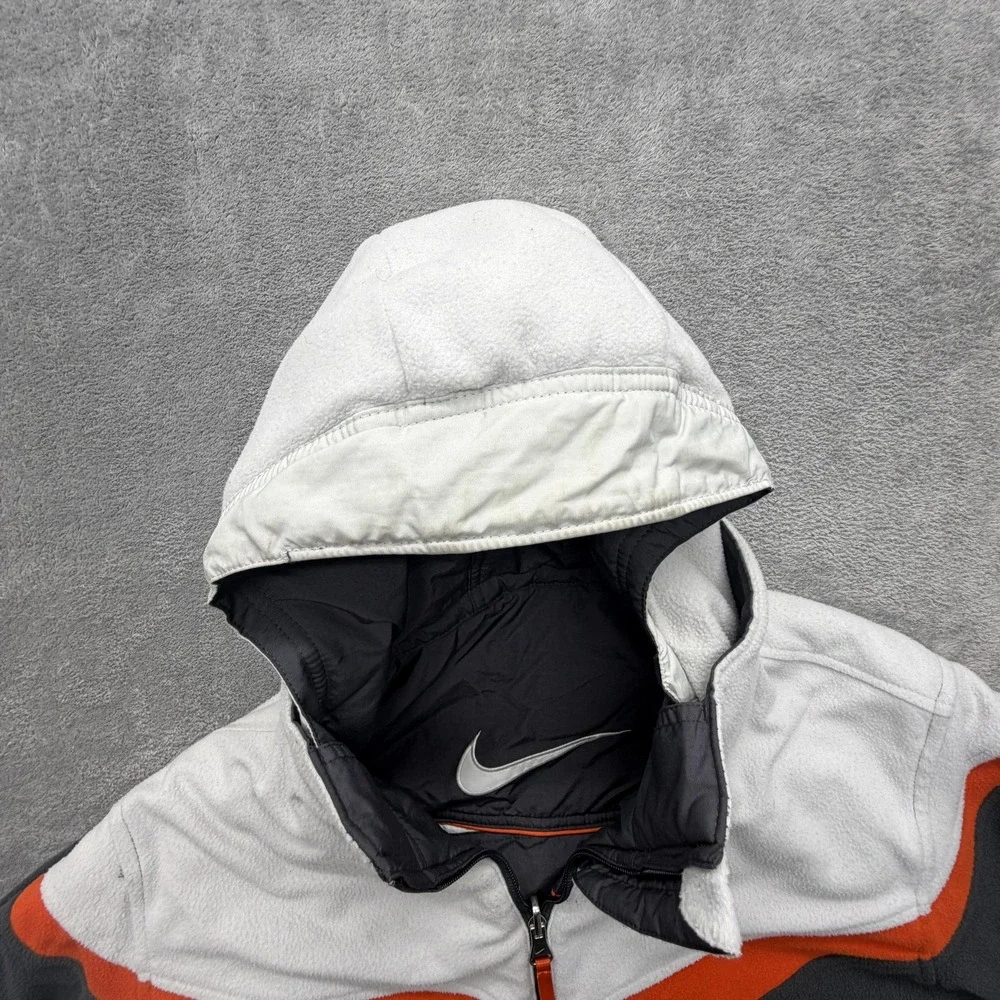 Nike Jacket Youth 10-12‎ Gray Orange Reversible Hooded Fleece Lined Puffer